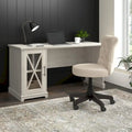60-Inch Farmhouse Desk with Storage Cabinet and Tempered Glass Door