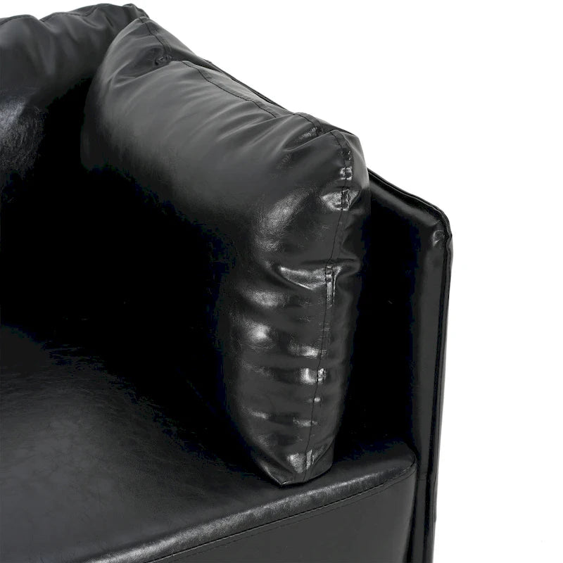 Wide Faux Leather Lounge Chair with Metal Legs