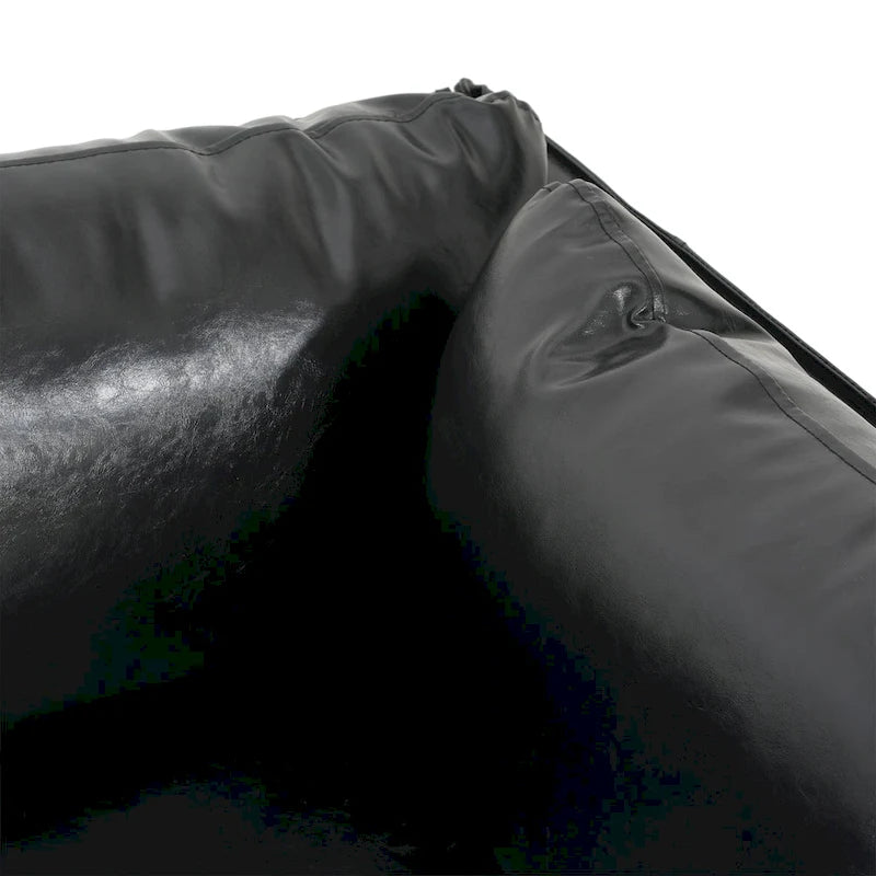 Wide Faux Leather Lounge Chair with Metal Legs