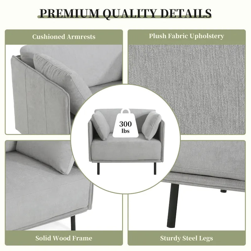 Wide Faux Leather Lounge Chair with Metal Legs