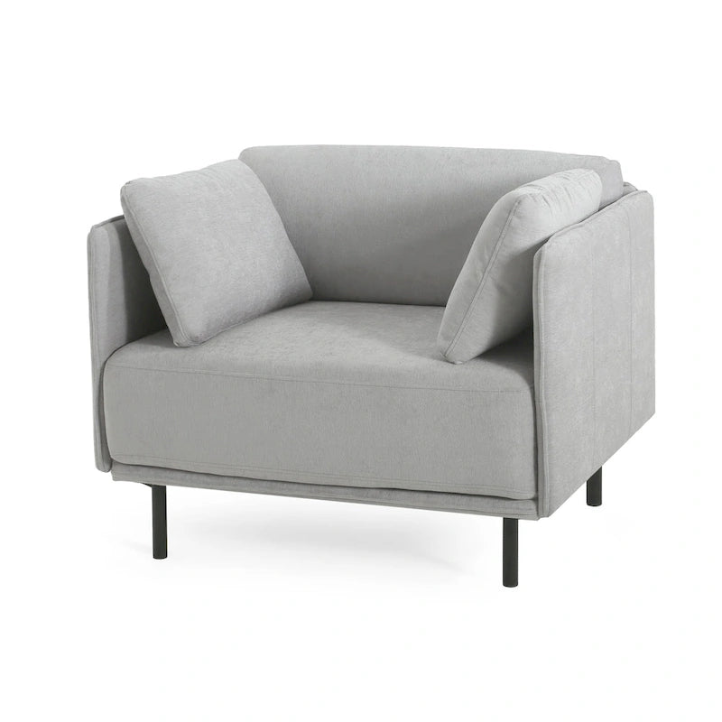 Wide Faux Leather Lounge Chair with Metal Legs