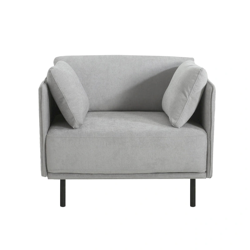 Wide Faux Leather Lounge Chair with Metal Legs