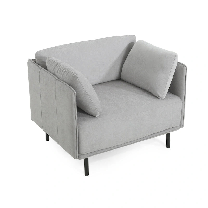 Wide Faux Leather Lounge Chair with Metal Legs