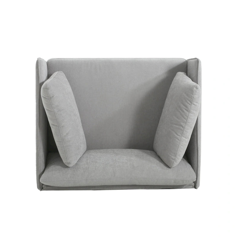 Wide Faux Leather Lounge Chair with Metal Legs
