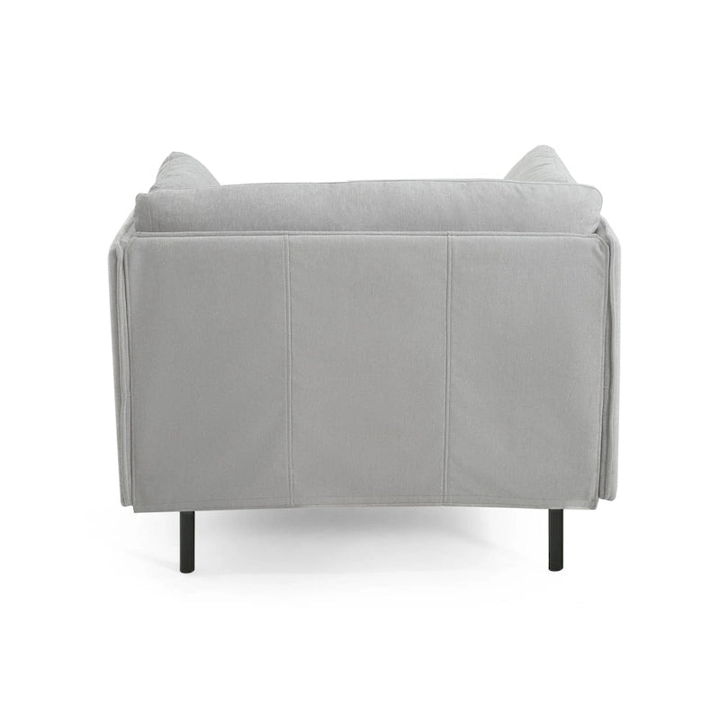 Wide Faux Leather Lounge Chair with Metal Legs