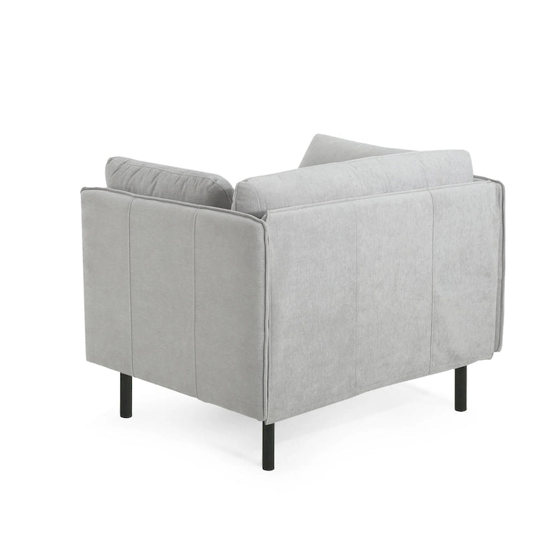 Wide Faux Leather Lounge Chair with Metal Legs