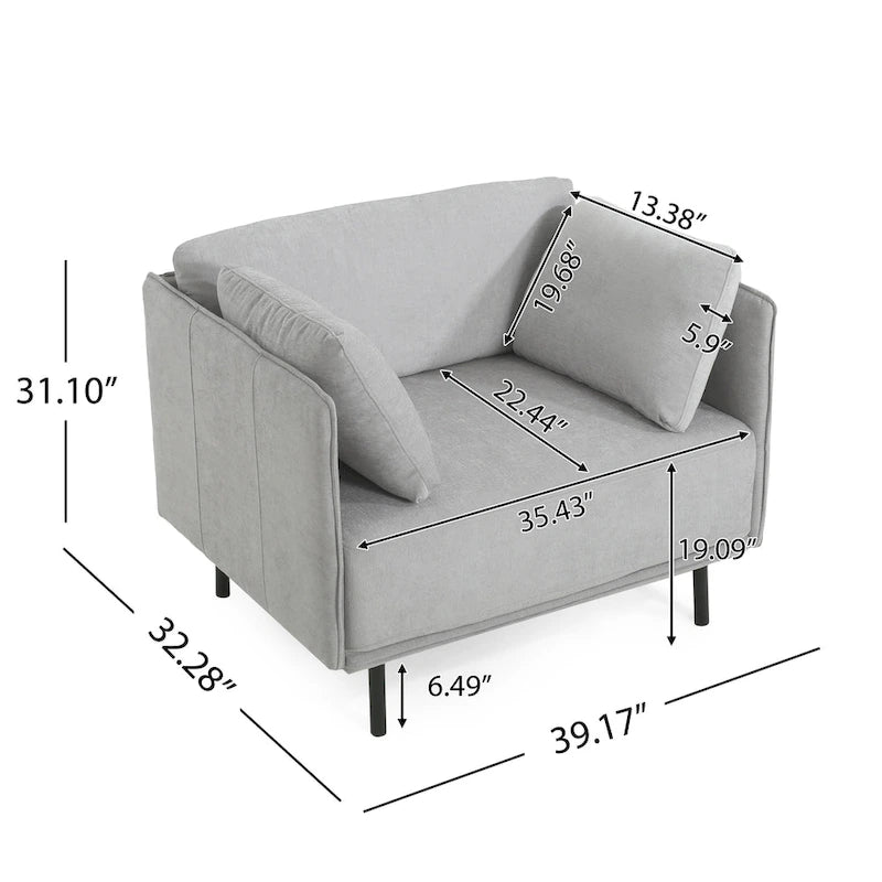 Wide Faux Leather Lounge Chair with Metal Legs