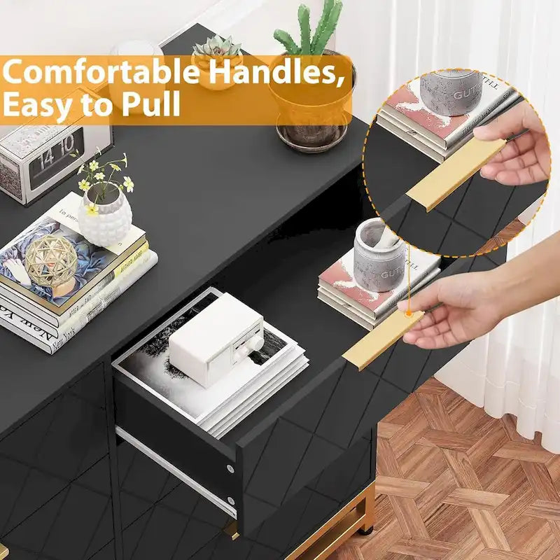 8-Drawer White Dresser with Metal Handles and Wood Top