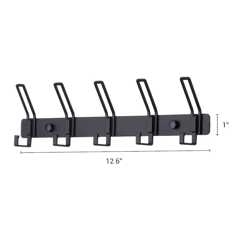 Wall-Mount Coat Rack with 5 Hooks, Aluminum Alloy, 12.6 Inches, White or Black