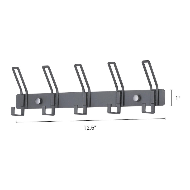 Wall-Mount Coat Rack with 5 Hooks, Aluminum Alloy, 12.6 Inches, White or Black