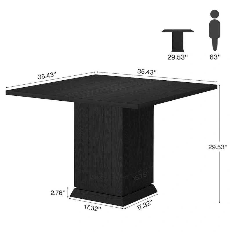 Modern Square Wood Dining Table for 4, White