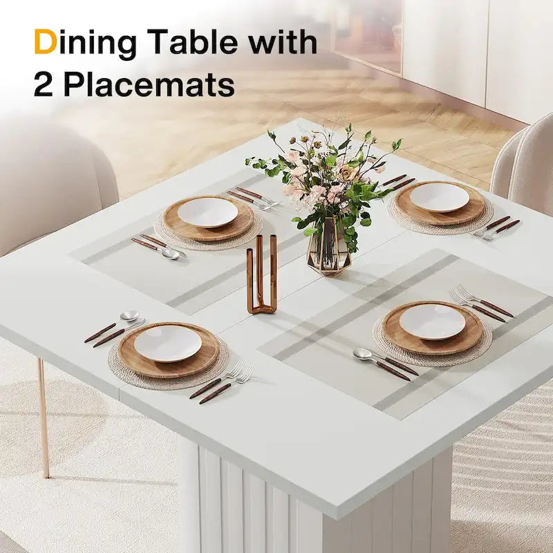 Modern Square Wood Dining Table for 4, White