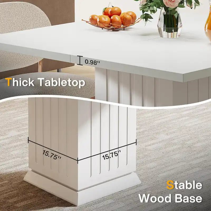 Modern Square Wood Dining Table for 4, White