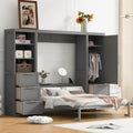 Queen Murphy Bed with Built-In Closet, Drawers and Storage Shelf
