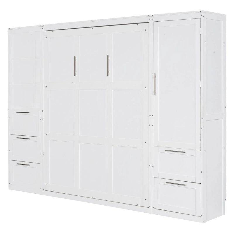 Queen Murphy Bed with Built-In Closet, Drawers and Storage Shelf