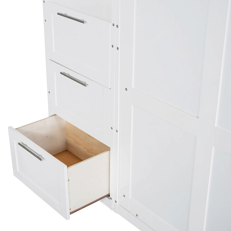Queen Murphy Bed with Built-In Closet, Drawers and Storage Shelf