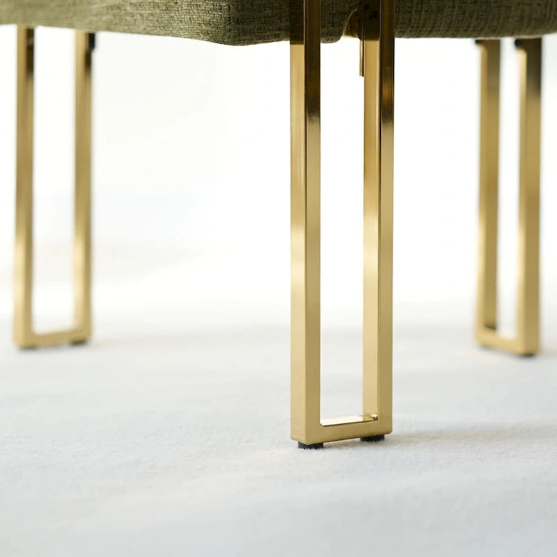 Chenille Upholstered Dining Chair with Gold Metal Frame, Set of 2