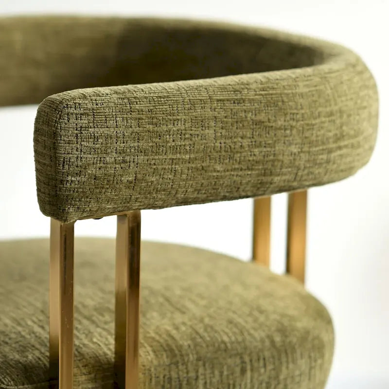 Chenille Upholstered Dining Chair with Gold Metal Frame, Set of 2