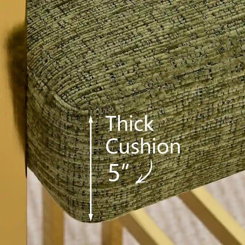 Chenille Upholstered Dining Chair with Gold Metal Frame, Set of 2