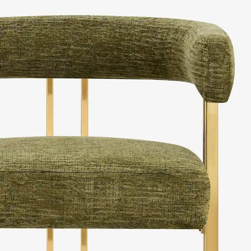 Chenille Upholstered Dining Chair with Gold Metal Frame, Set of 2