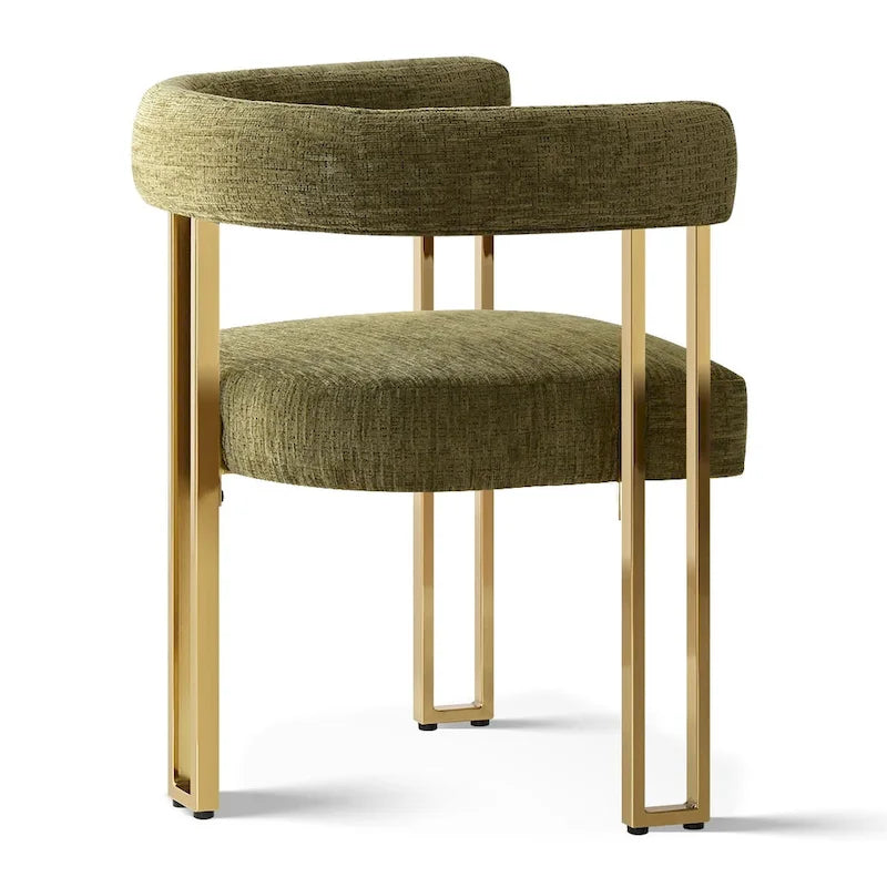 Chenille Upholstered Dining Chair with Gold Metal Frame, Set of 2