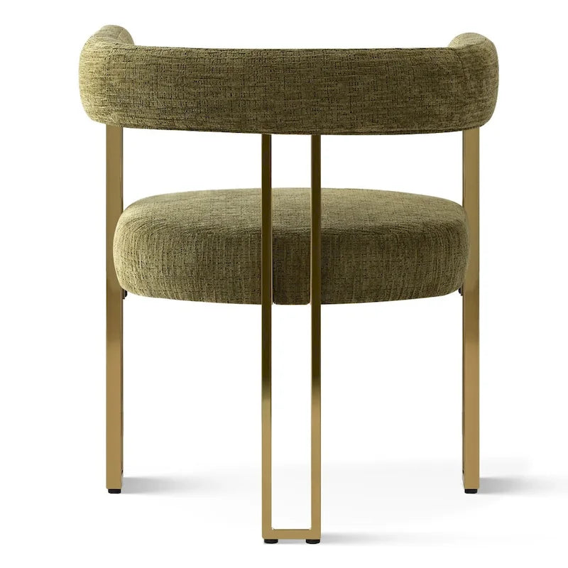 Chenille Upholstered Dining Chair with Gold Metal Frame, Set of 2