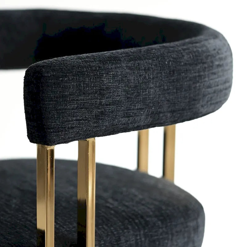 Chenille Upholstered Dining Chair with Gold Metal Frame, Set of 2