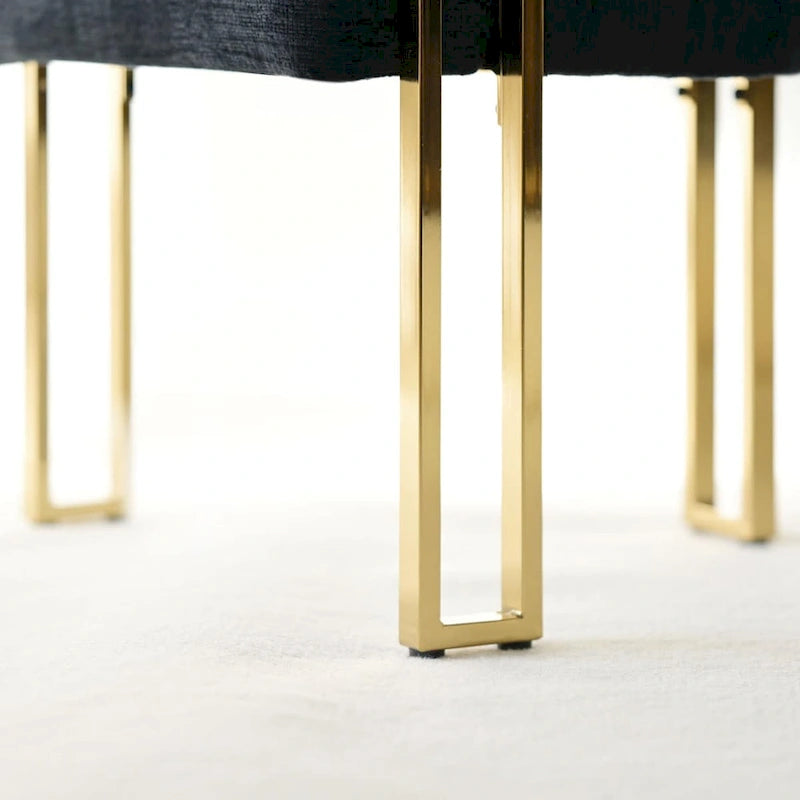 Chenille Upholstered Dining Chair with Gold Metal Frame, Set of 2