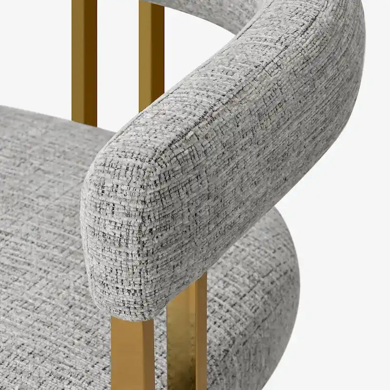 Chenille Upholstered Dining Chair with Gold Metal Frame, Set of 2