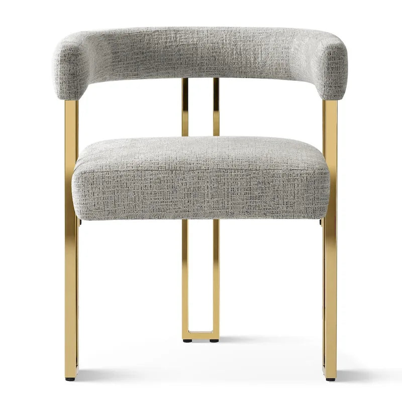 Chenille Upholstered Dining Chair with Gold Metal Frame, Set of 2