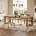 87-Inch Extra Long Dining Table for 6-8, Natural Wood Finish
