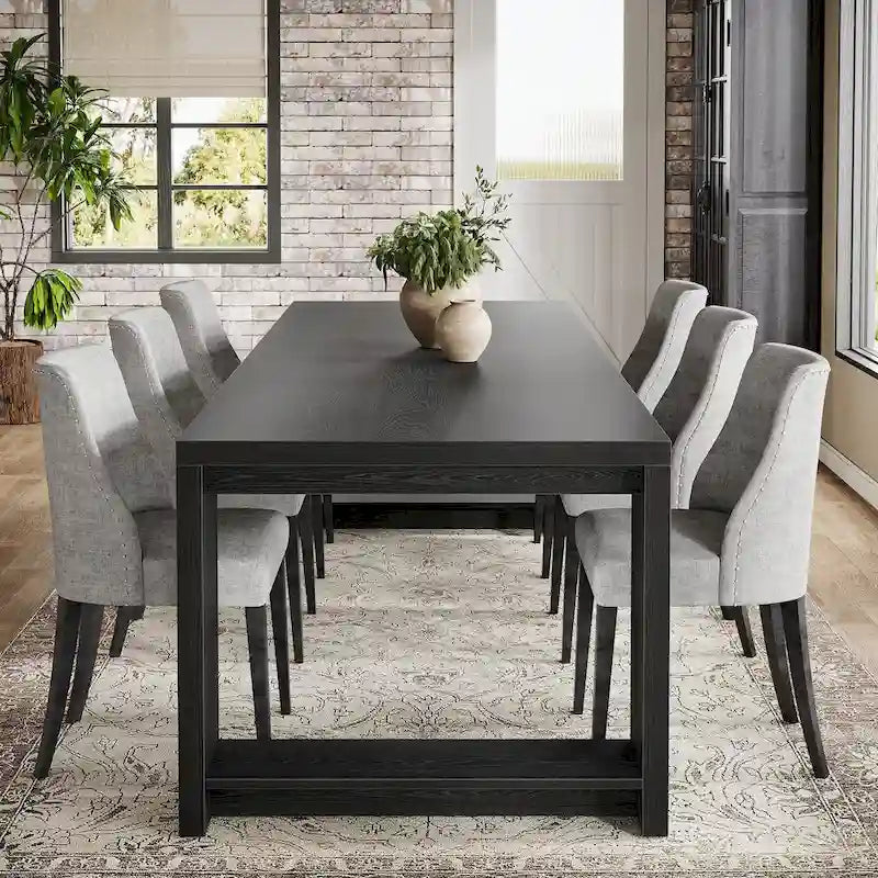 87-Inch Extra Long Dining Table for 6-8, Natural Wood Finish