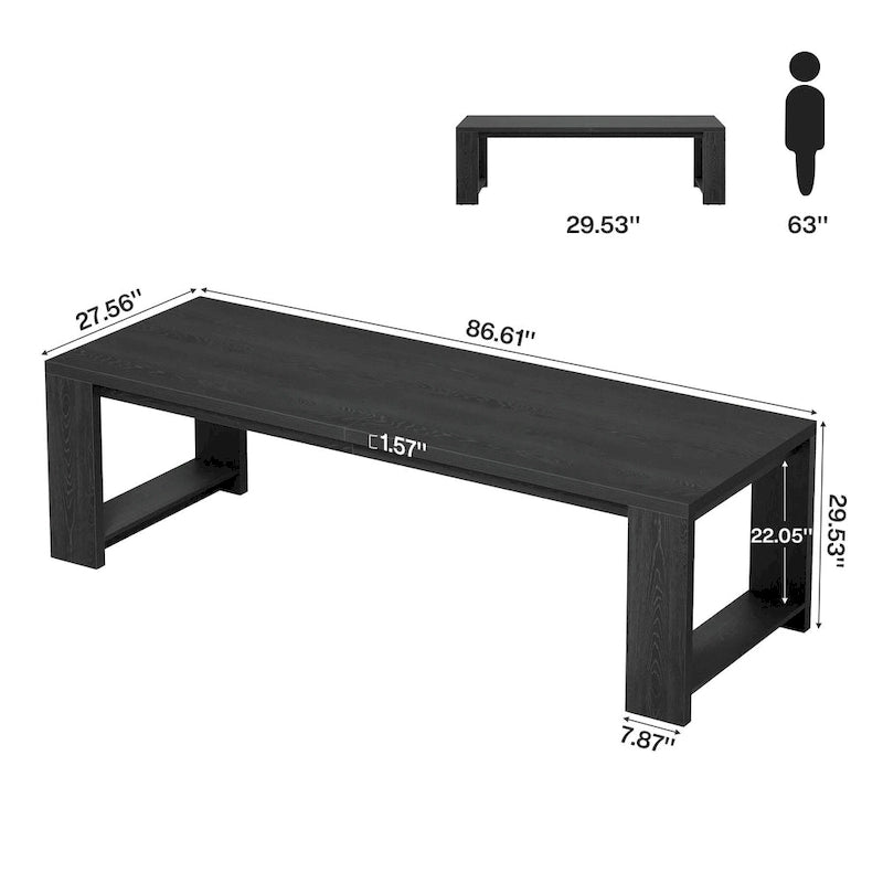 87-Inch Extra Long Dining Table for 6-8, Natural Wood Finish