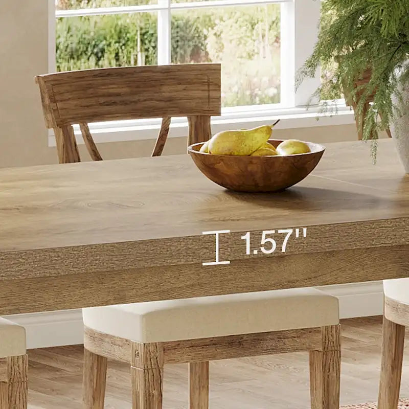 87-Inch Extra Long Dining Table for 6-8, Natural Wood Finish