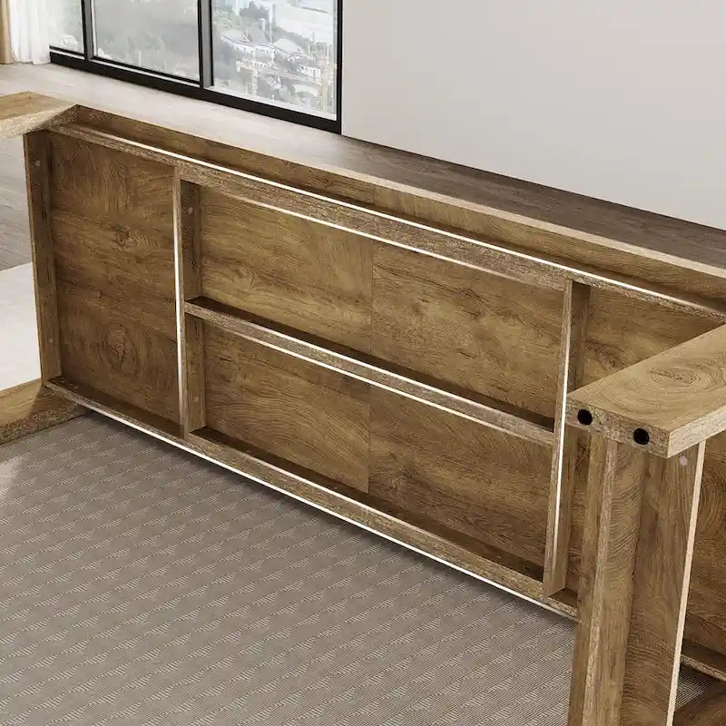 87-Inch Extra Long Dining Table for 6-8, Natural Wood Finish