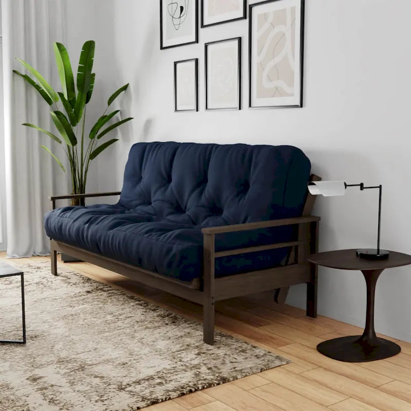 Futon Sofa Bed with Wood Frame and Gel Memory Foam Mattress