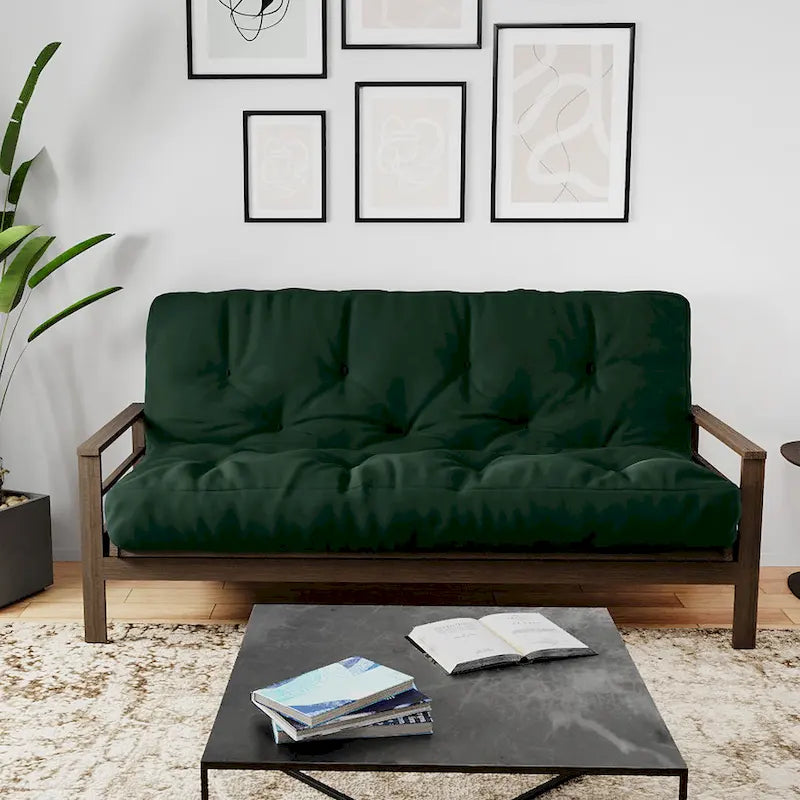 Futon Sofa Bed with Wood Frame and Gel Memory Foam Mattress