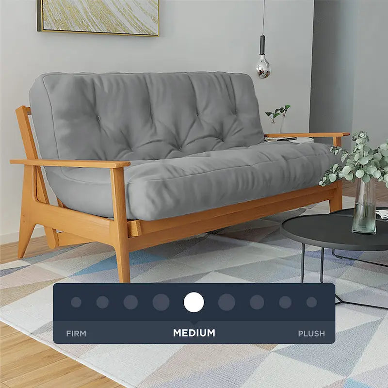 Futon Sofa Bed with Wood Frame and Gel Memory Foam Mattress