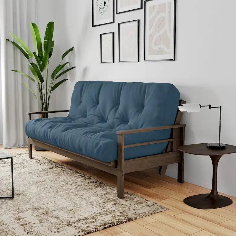 Futon Sofa Bed with Wood Frame and Gel Memory Foam Mattress