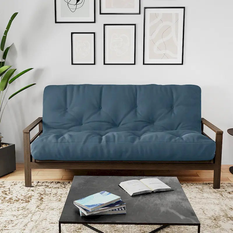 Futon Sofa Bed with Wood Frame and Gel Memory Foam Mattress