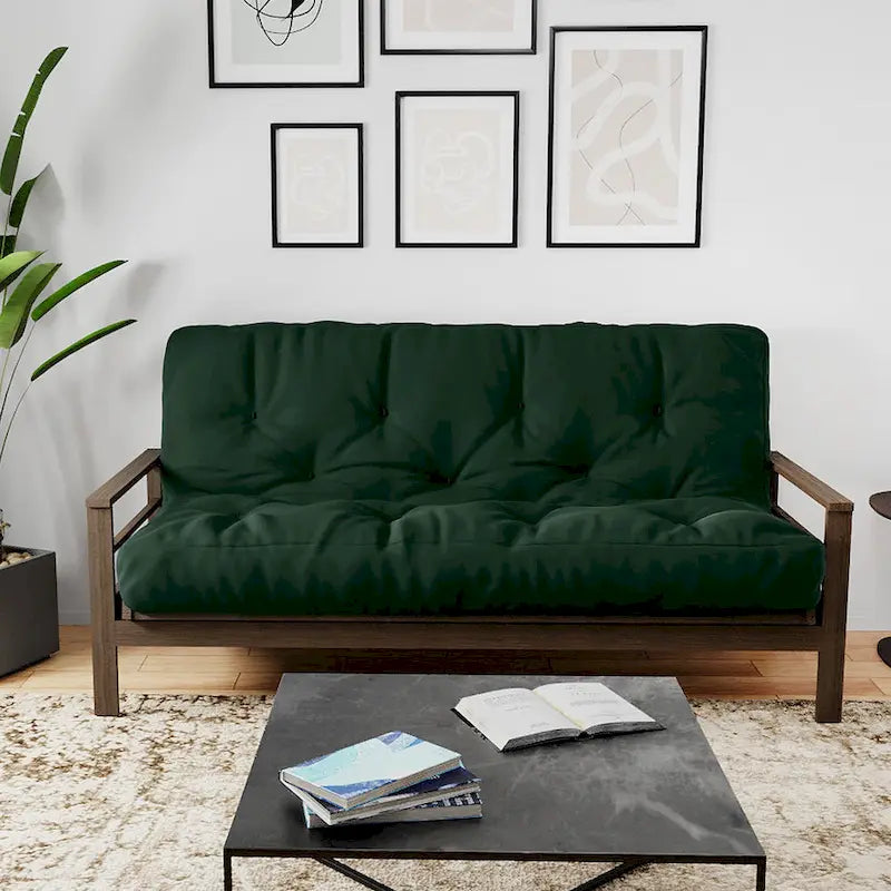 Futon Sofa Bed with Wood Frame and Gel Memory Foam Mattress