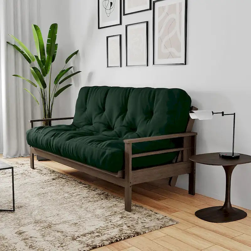 Futon Sofa Bed with Wood Frame and Gel Memory Foam Mattress