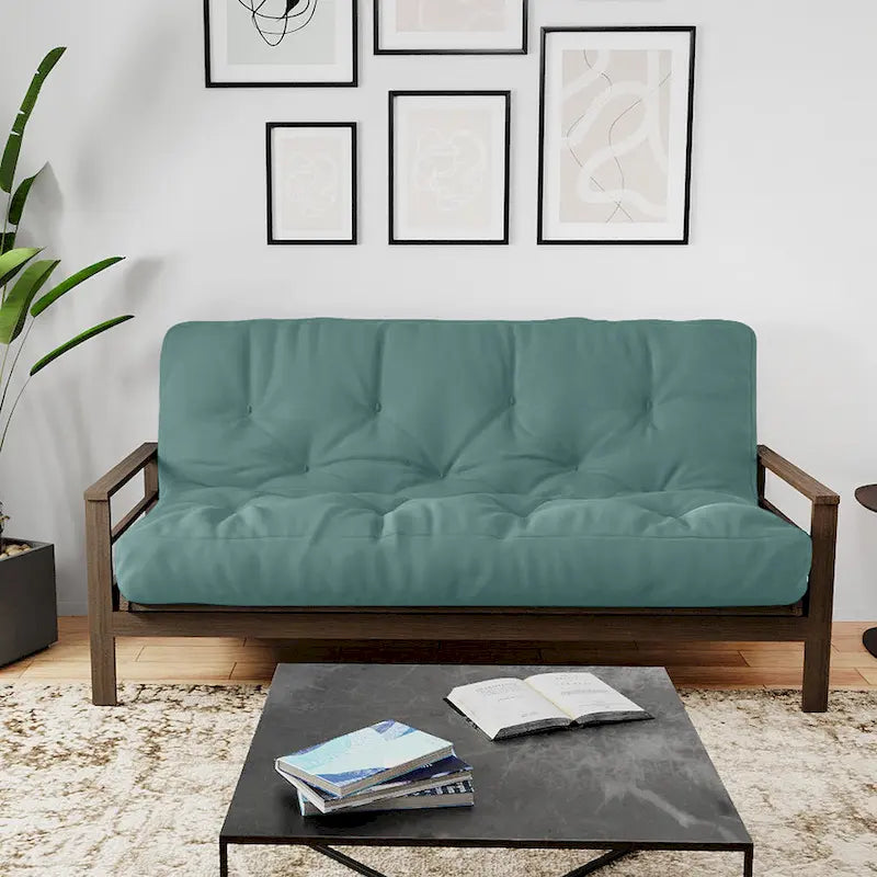 Futon Sofa Bed with Wood Frame and Gel Memory Foam Mattress