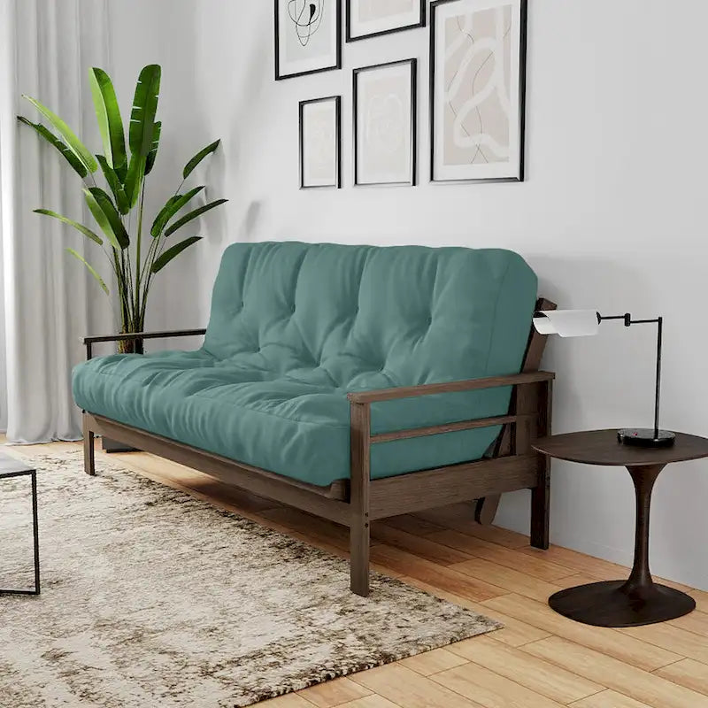 Futon Sofa Bed with Wood Frame and Gel Memory Foam Mattress
