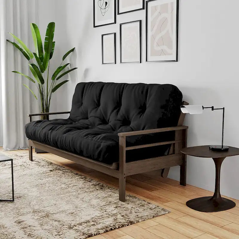 Futon Sofa Bed with Wood Frame and Gel Memory Foam Mattress