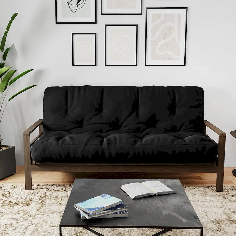 Futon Sofa Bed with Wood Frame and Gel Memory Foam Mattress