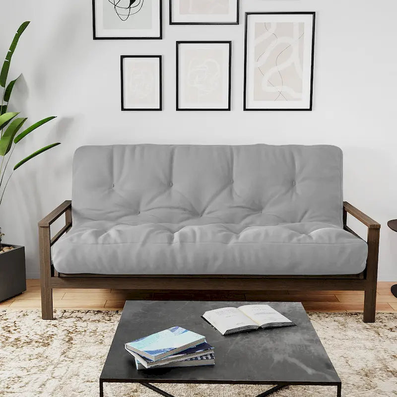Futon Sofa Bed with Wood Frame and Gel Memory Foam Mattress