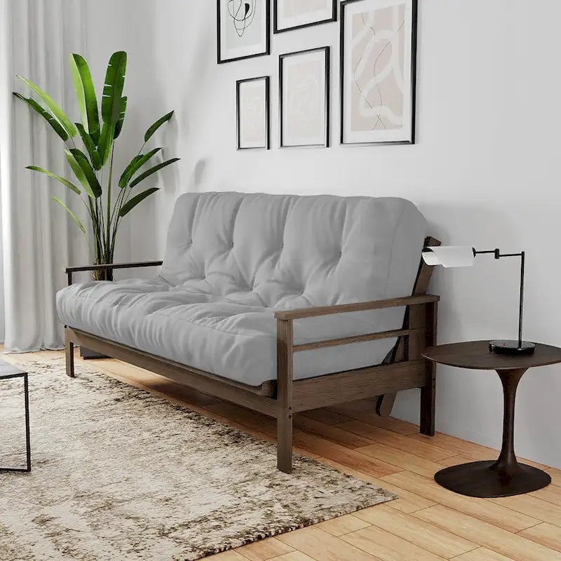 Futon Sofa Bed with Wood Frame and Gel Memory Foam Mattress