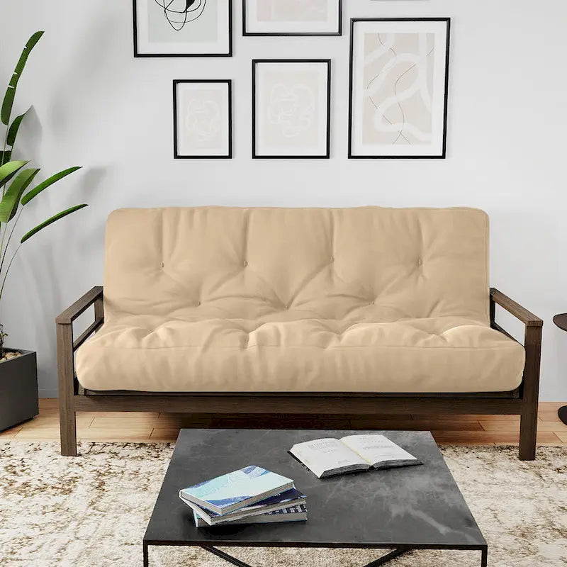 Futon Sofa Bed with Wood Frame and Gel Memory Foam Mattress
