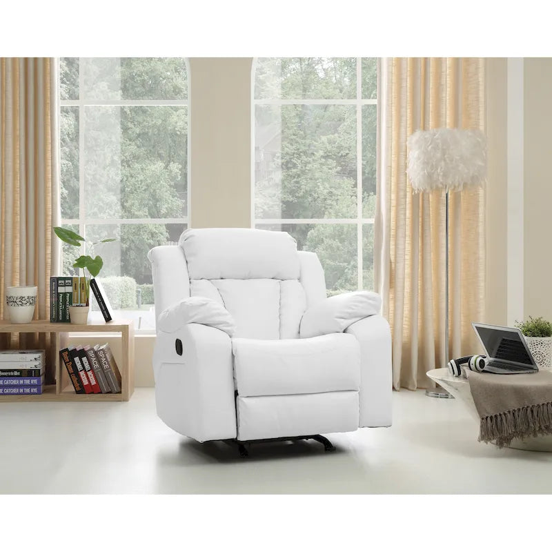 Faux Leather Rocker Recliner Chair with Channel Tufted Back